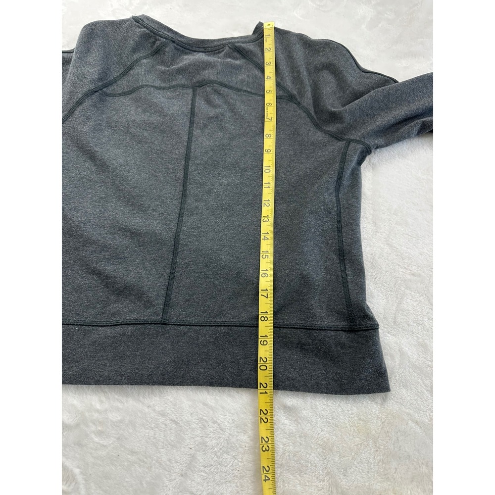Lululemon Womens Heathered Grey Cotton Lycra Script Logo Pullover Sweatshirt 4 - Picture 8 of 8